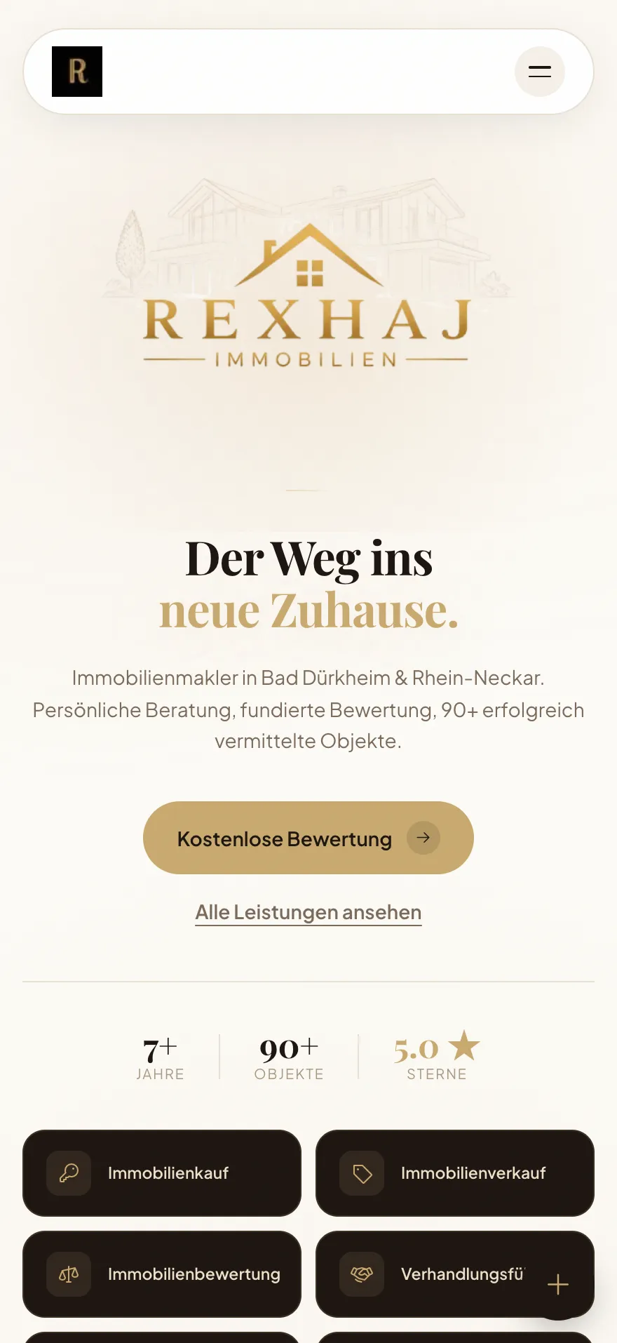 Rexhaj Immobilien – Mobil-Ansicht
