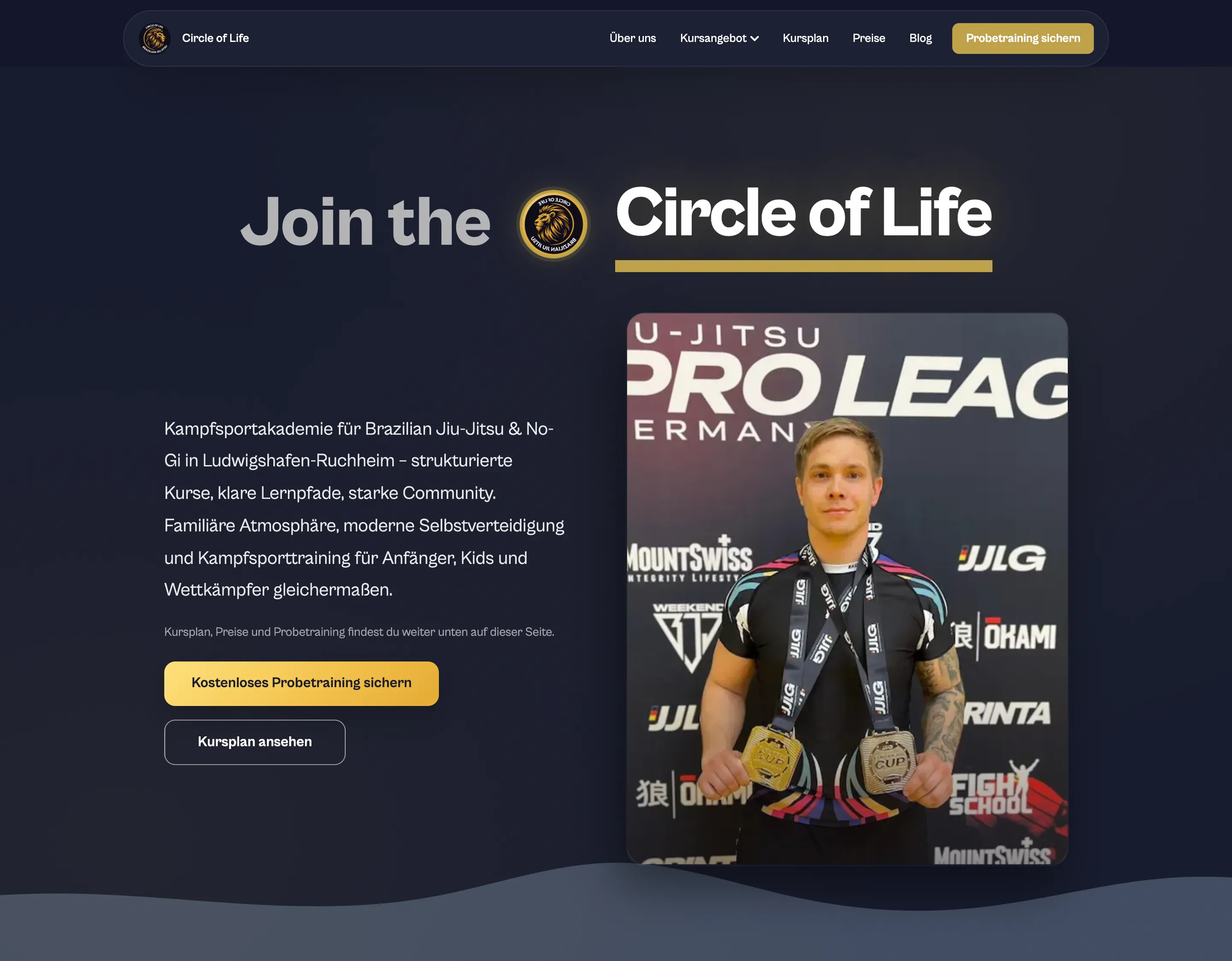 Circle of Life BJJ – Desktop-Ansicht