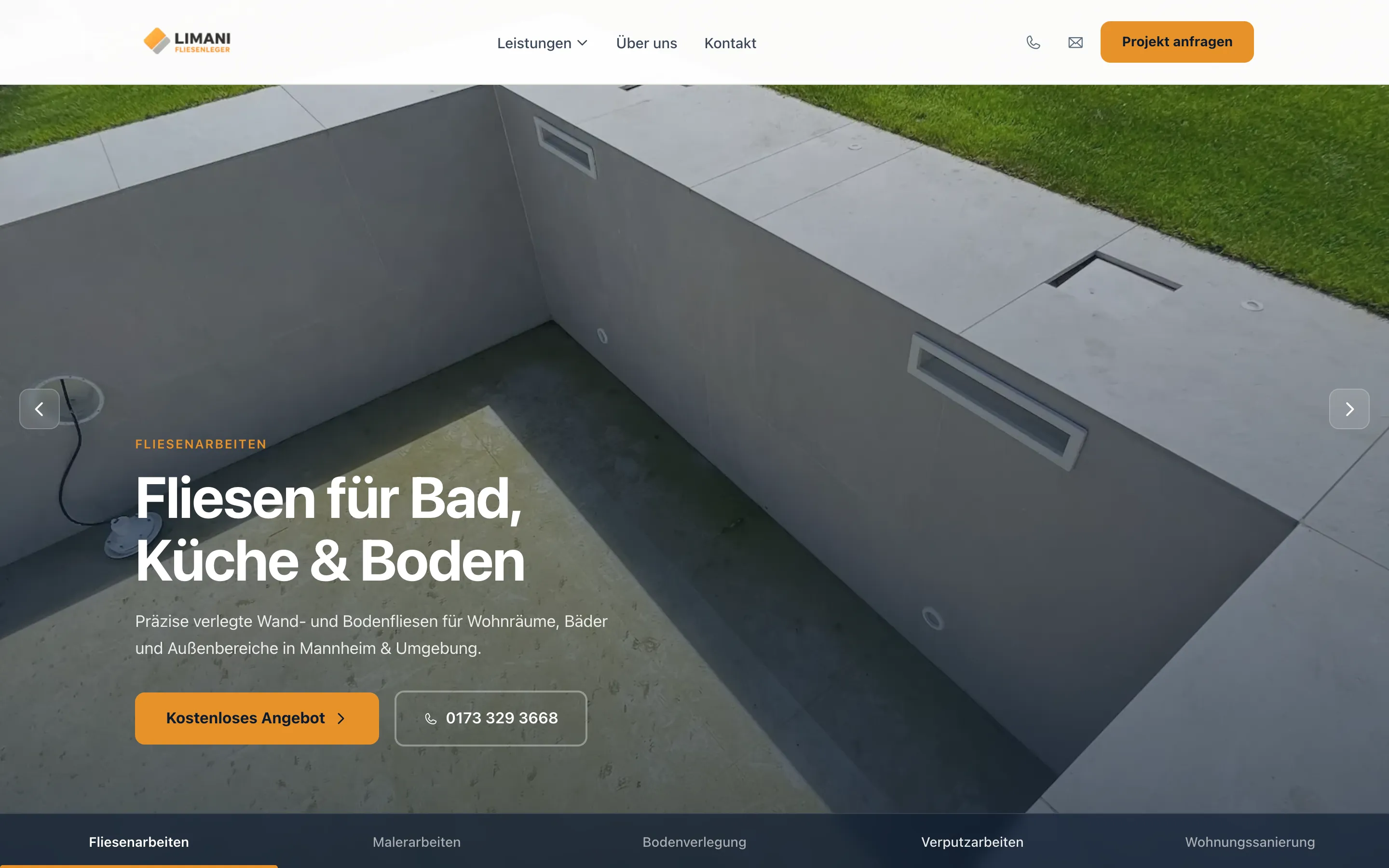 Limani Fliesenleger – Desktop-Ansicht