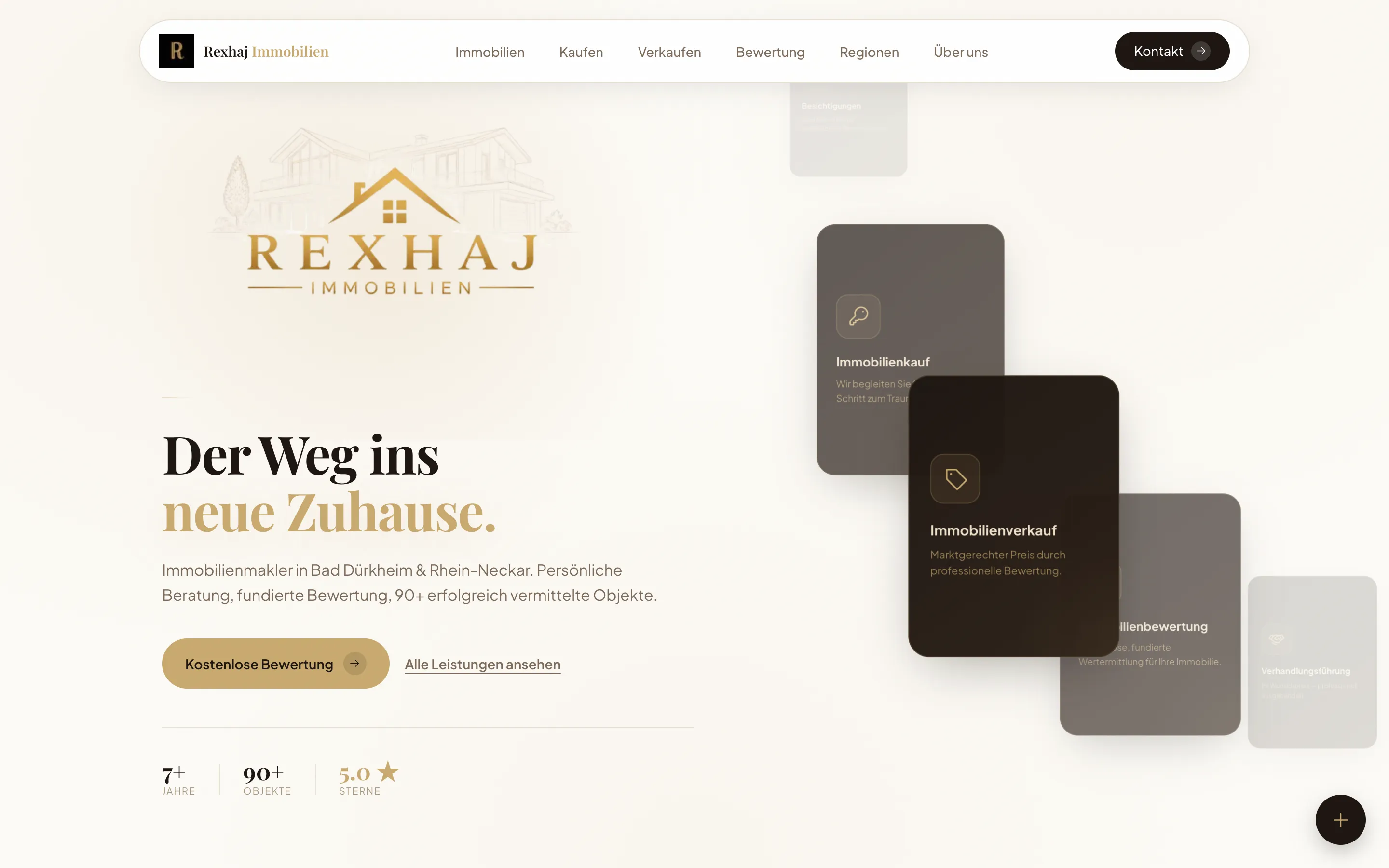 Rexhaj Immobilien – Desktop-Ansicht